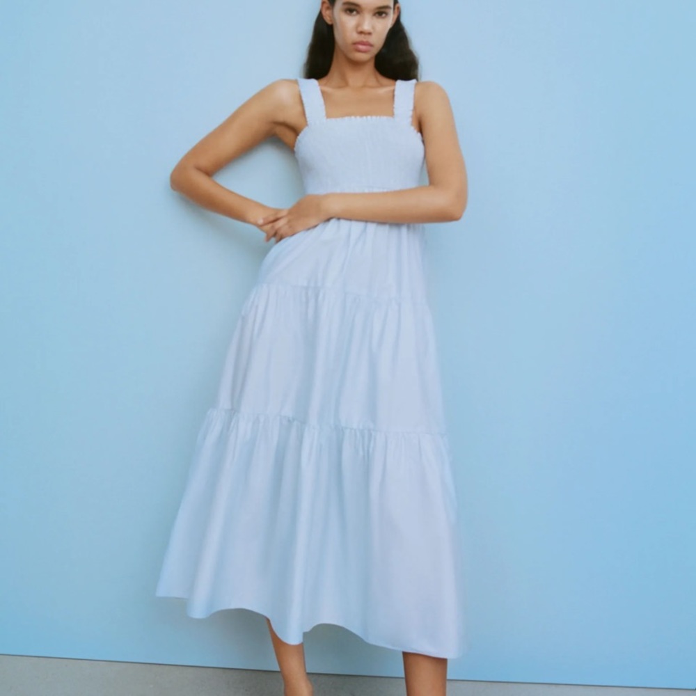 ZARA Tiered Poplin Dress